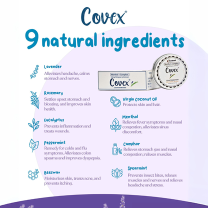 Covex Summer Bundle Buy 10 Get 2 Natural Healing Balm 15g Herbal Ointment for Headache & Nausea