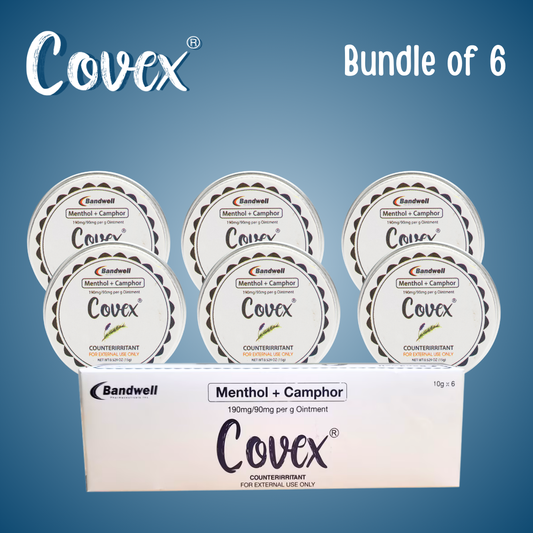 Covex Natural Healing Balm Bundle (6-Pack) - Herbal Relief for Headache & Muscle Pain