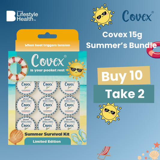 Covex Summer Bundle Buy 10 Get 2 Natural Healing Balm 15g Herbal Ointment for Headache & Nausea